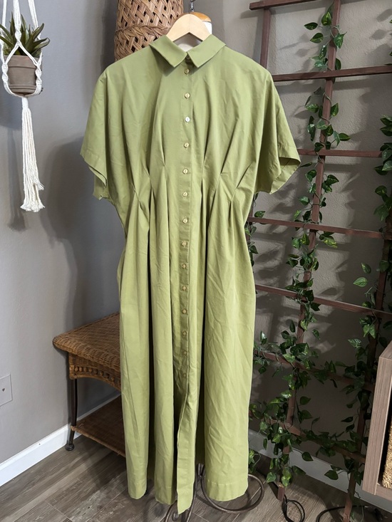 Anthropologie Dresses & Skirts - ▪️Anthropologie The Tobie Button-Front Pleated Shirt Dress by Exquise Olive XL